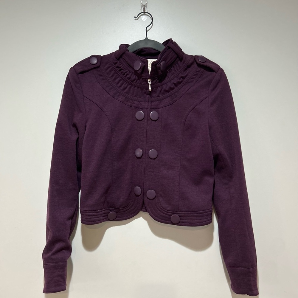 Arden B Purple Pea Coat with Structured Design